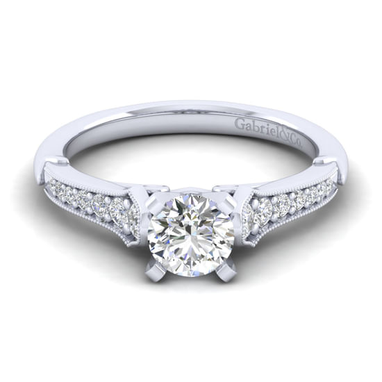 Gabriel - 14K White Gold Round Diamond Engagement Ring