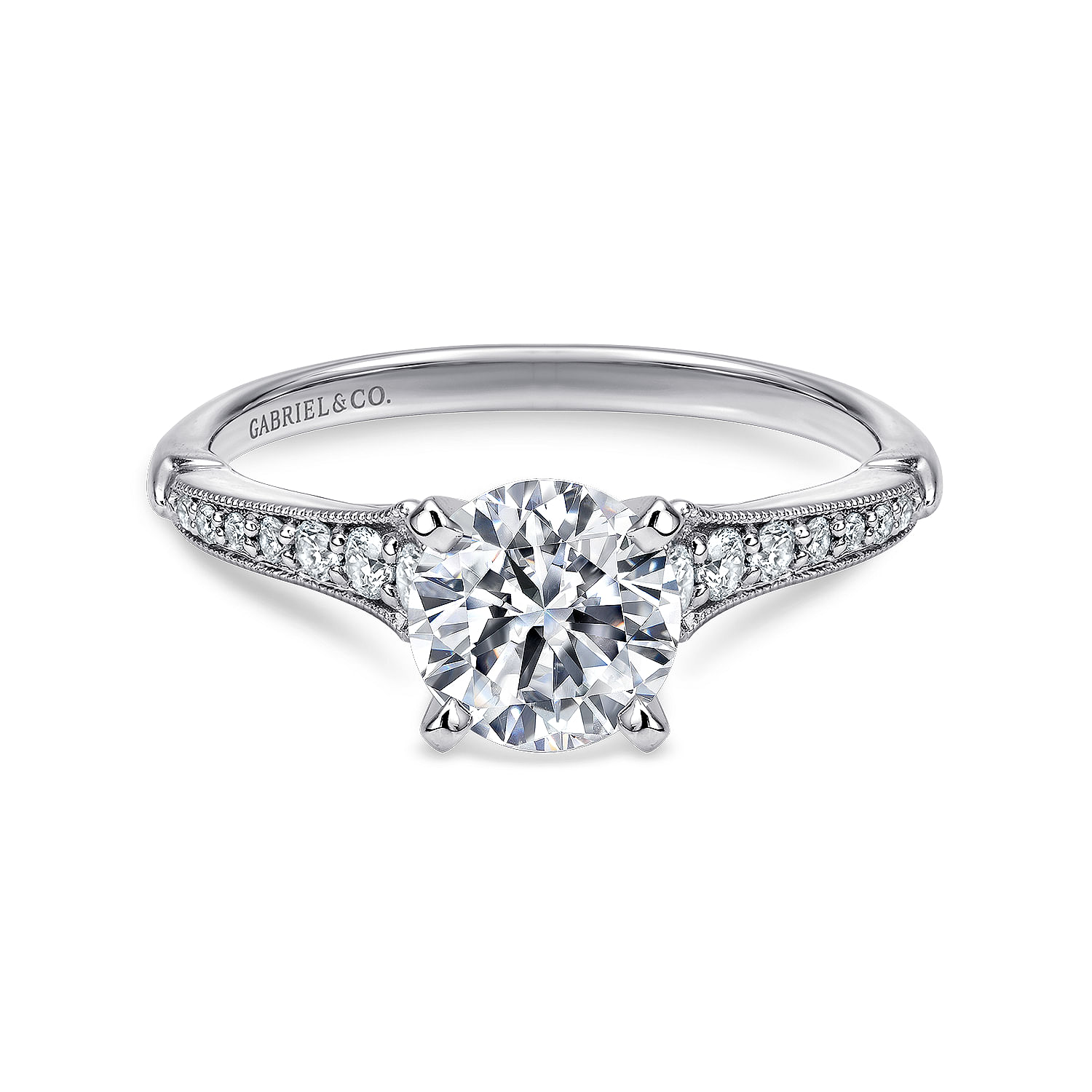Gabriel - 14K White Gold Round Diamond Engagement Ring