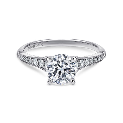 14K White Gold Round Diamond Engagement Ring