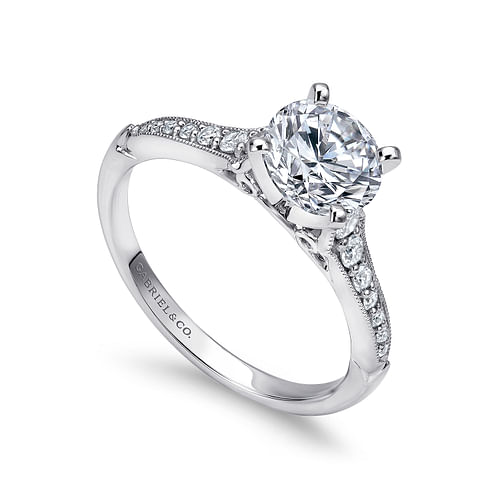 14K White Gold Round Diamond Engagement Ring