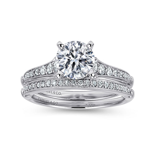 14K White Gold Round Diamond Engagement Ring