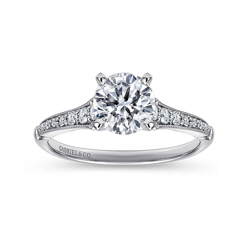 14K White Gold Round Diamond Engagement Ring