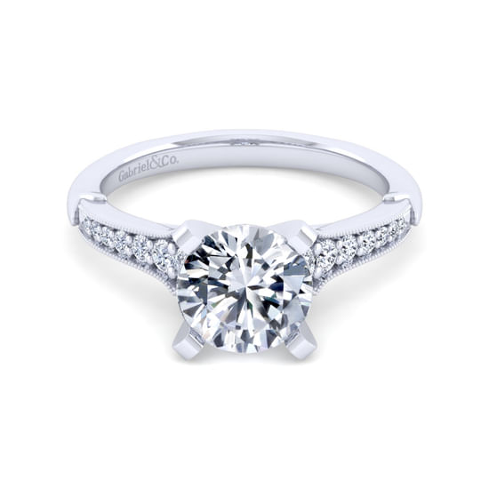 Gabriel - 14K White Gold Round Diamond Engagement Ring