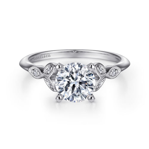 14K White Gold Round Diamond Engagement Ring