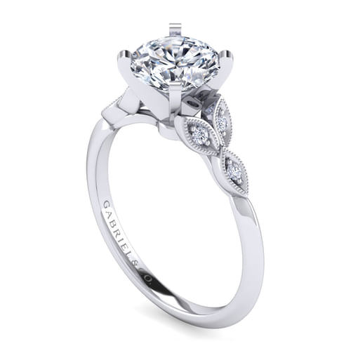 14K White Gold Round Diamond Engagement Ring