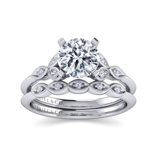 14K White Gold Round Diamond Engagement Ring