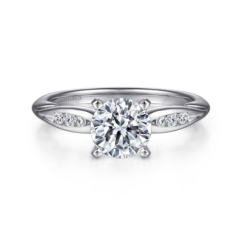 14K White Gold Round Diamond Engagement Ring