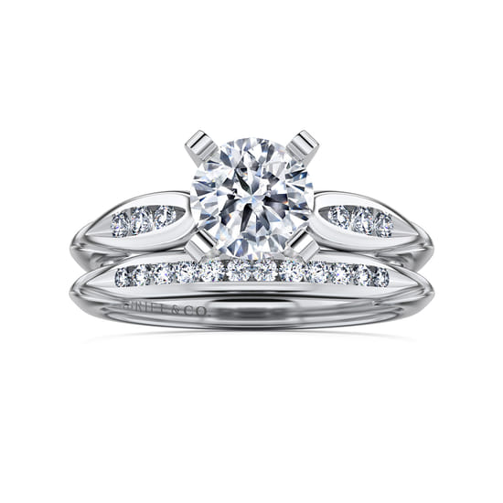 14K White Gold Round Diamond Engagement Ring angle 4