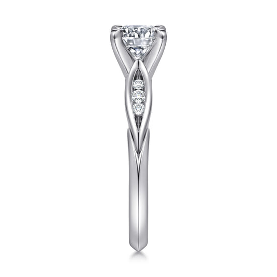 14K White Gold Round Diamond Engagement Ring angle 5