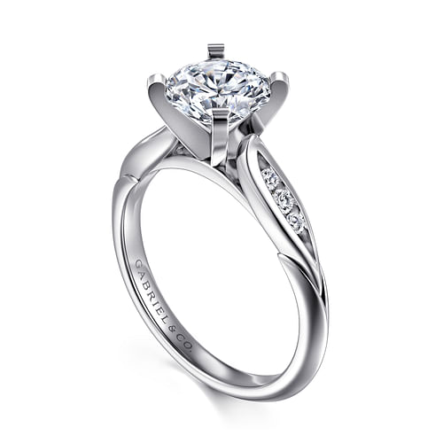 14K White Gold Round Diamond Engagement Ring
