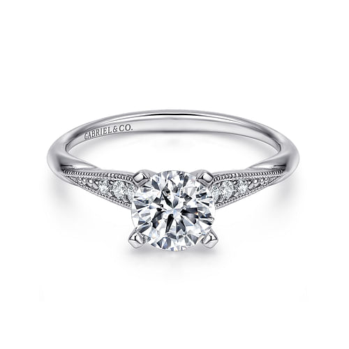 14K White Gold Round Diamond Engagement Ring