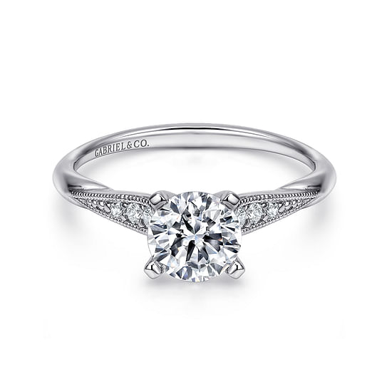 Gabriel - 14K White Gold Round Diamond Engagement Ring