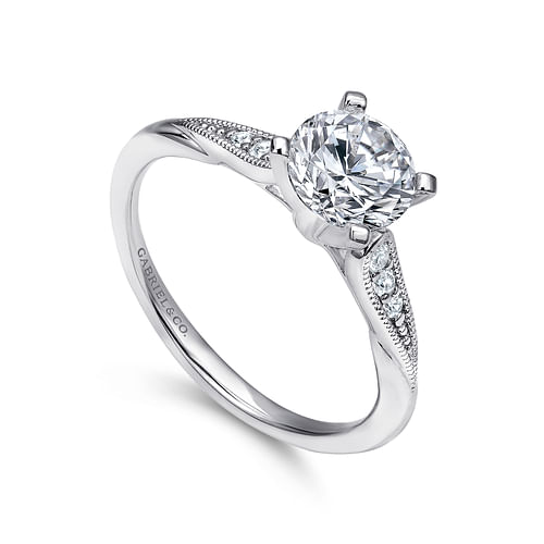 14K White Gold Round Diamond Engagement Ring