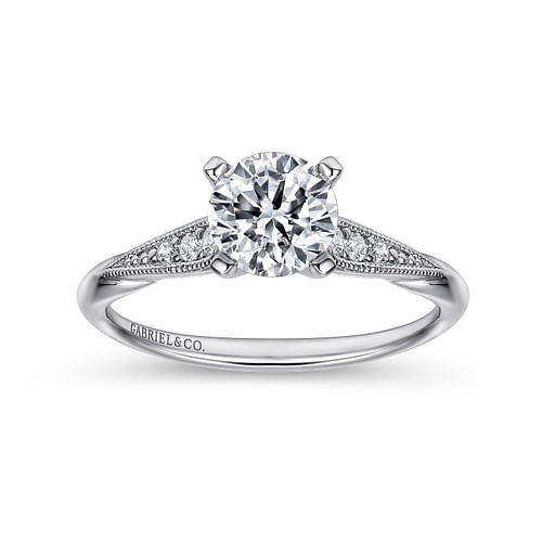 14K White Gold Round Diamond Engagement Ring