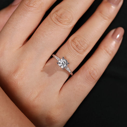 14K White Gold Round Diamond Engagement Ring