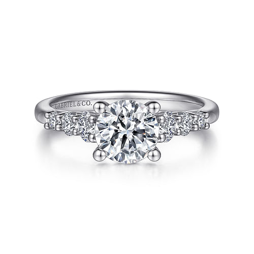 14K White Gold Round Diamond Engagement Ring