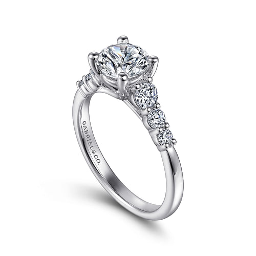 14K White Gold Round Diamond Engagement Ring