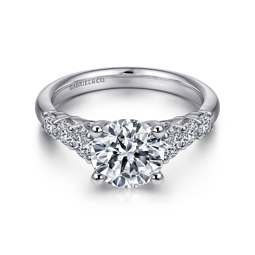 14K White Gold Round Diamond Engagement Ring