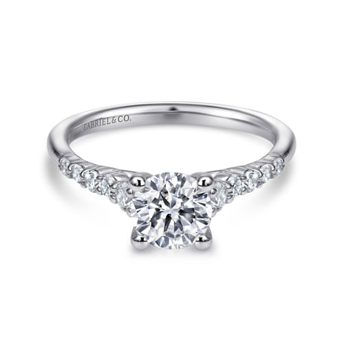 14K White Gold Round Diamond Engagement Ring