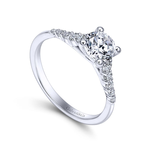 14K White Gold Round Diamond Engagement Ring