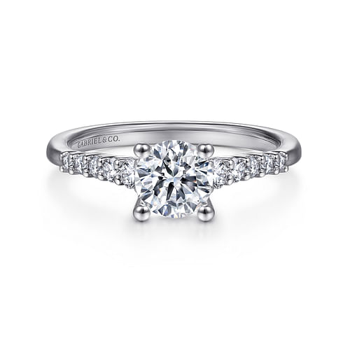 14K White Gold Round Diamond Engagement Ring