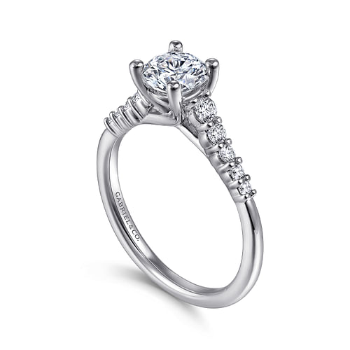 14K White Gold Round Diamond Engagement Ring