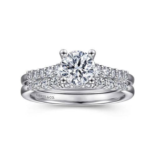 14K White Gold Round Diamond Engagement Ring