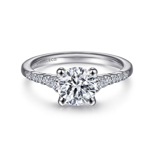 14K White Gold Round Diamond Engagement Ring