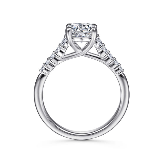 14K White Gold Round Diamond Engagement Ring angle 2