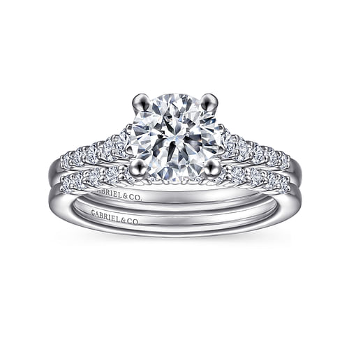 14K White Gold Round Diamond Engagement Ring