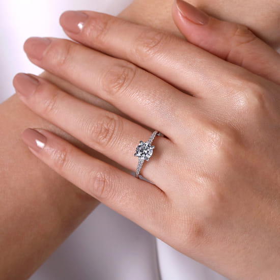 14K White Gold Round Diamond Engagement Ring angle 6