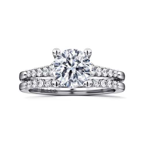 14K White Gold Round Diamond Engagement Ring
