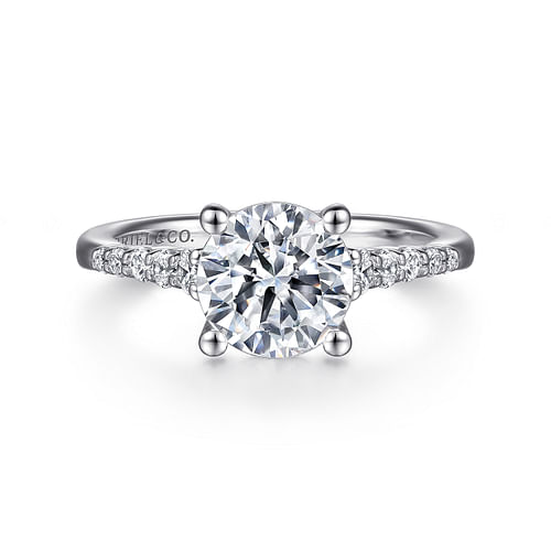 14K White Gold Round Diamond Engagement Ring