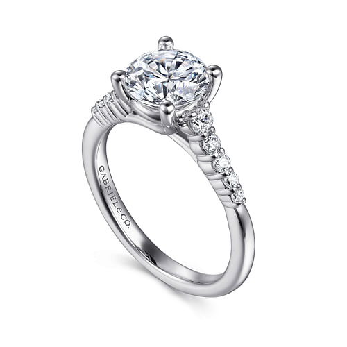 14K White Gold Round Diamond Engagement Ring