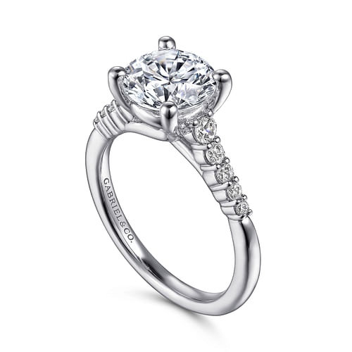 14K White Gold Round Diamond Engagement Ring