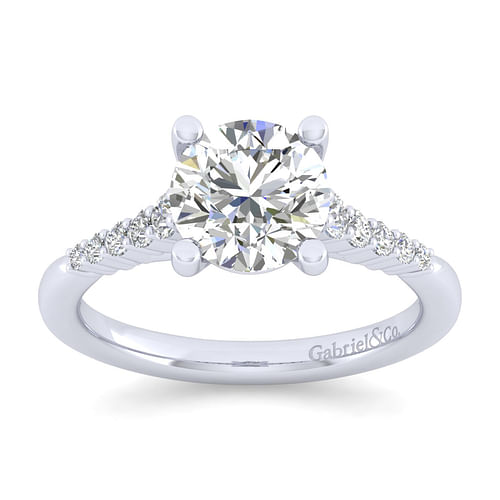 14K White Gold Round Diamond Engagement Ring