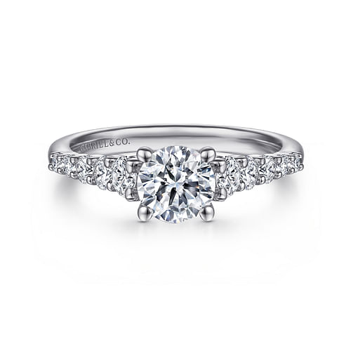 14K White Gold Round Diamond Engagement Ring