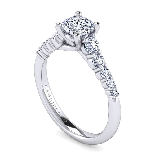 14K White Gold Round Diamond Engagement Ring