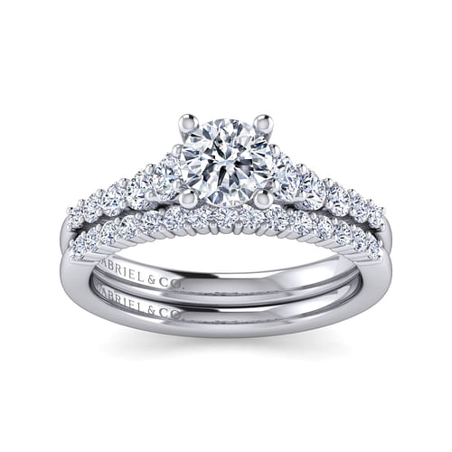 14K White Gold Round Diamond Engagement Ring