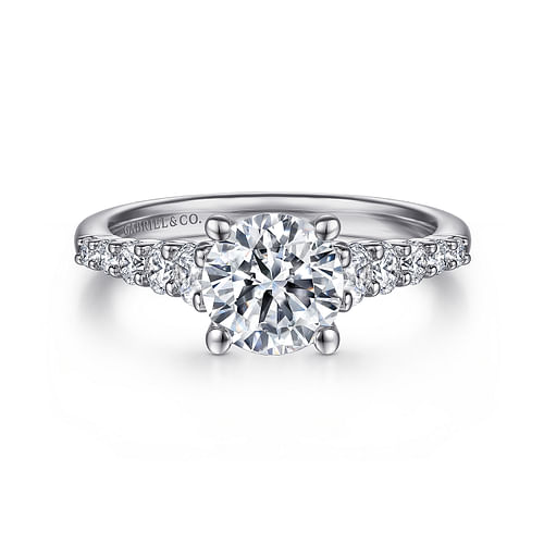 14K White Gold Round Diamond Engagement Ring