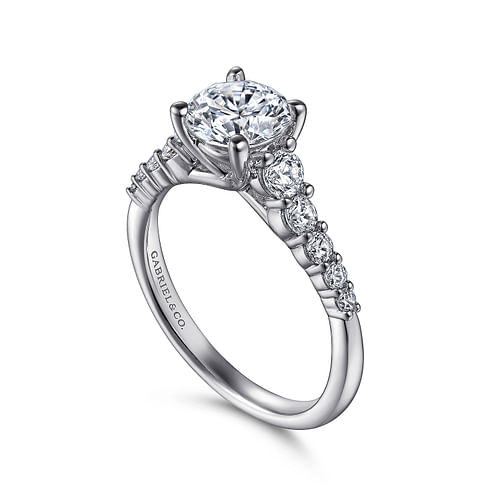 14K White Gold Round Diamond Engagement Ring