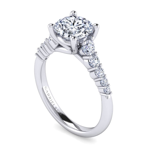 14K White Gold Round Diamond Engagement Ring