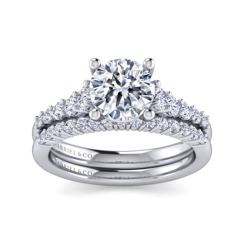 14K White Gold Round Diamond Engagement Ring