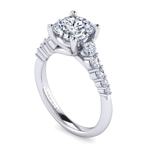 14K White Gold Round Diamond Engagement Ring