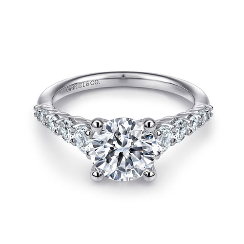 14K White Gold Round Diamond Engagement Ring