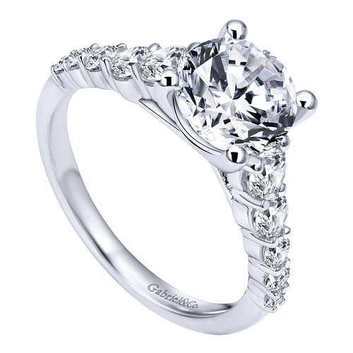 14K White Gold Round Diamond Engagement Ring