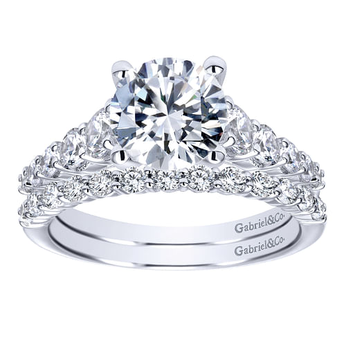 14K White Gold Round Diamond Engagement Ring