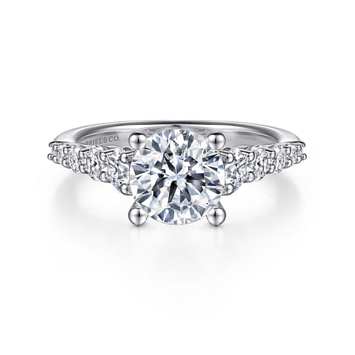 14K White Gold Round Diamond Engagement Ring