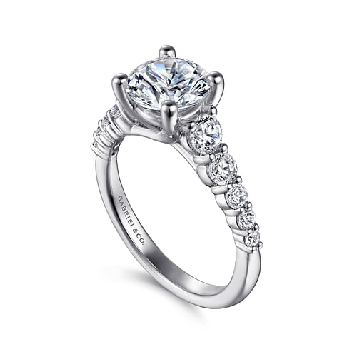 14K White Gold Round Diamond Engagement Ring