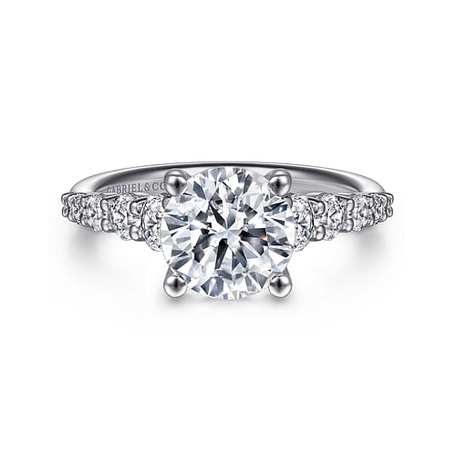 14K White Gold Round Diamond Engagement Ring